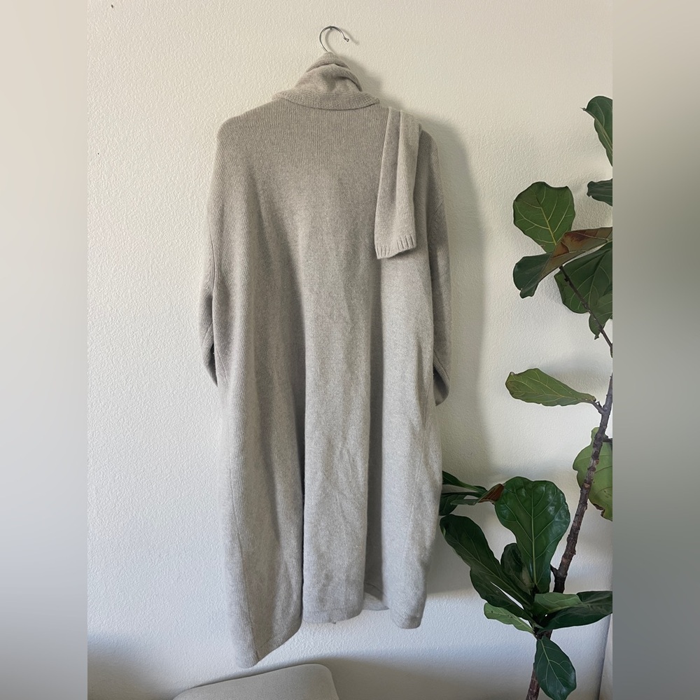 lauren Ralph Lauren Merino Wool Angora gRAY Cardigan Coatigan Scarf 3X - Picture 3 of 8